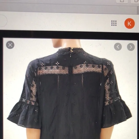 Ulla Johnson embroidered eyelet lace top, size 2 in black - Picture 2 of 15